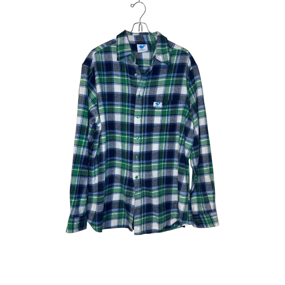 Flybird Clothing Co. Men Shirt Button-Up Plaid Pearl Snap Flannel Green Sz.‎ XL